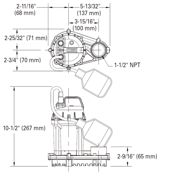 MOTOBOMBA SUMERGIBLE DE ACHIQUE O EFLUENTES MARCA ZOELLER MODELO WM49 49-0005
